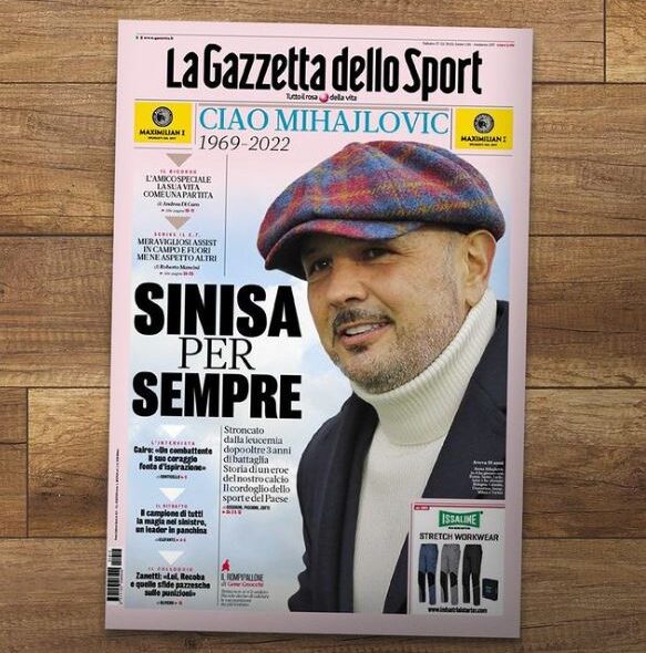 "Siniša zauvek": Gazeta posvetila naslovnu stranu Mihajloviću